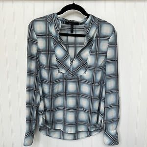 BCBG Max Azaria silk plaid blouse